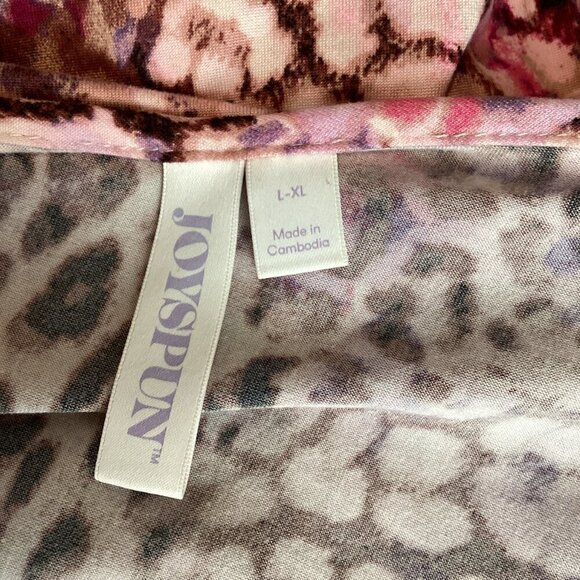 Joyspun Lingerie Set Chemise-Slip & Robe L-XL Pink Burgundy Animal Print 316D - Picture 9 of 11